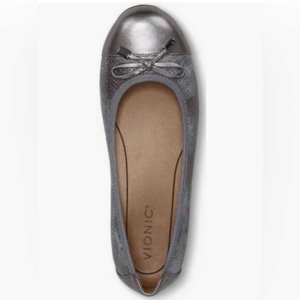 Vionic Women's Minna Ballet Flat Pewter‎ Pewter silver /gray